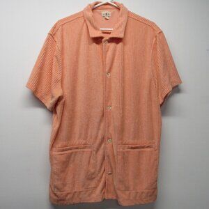J.CREW Corded Terry Camp Collar Shirt BZ317 Button Up Orange Men's sz XL Oarsman